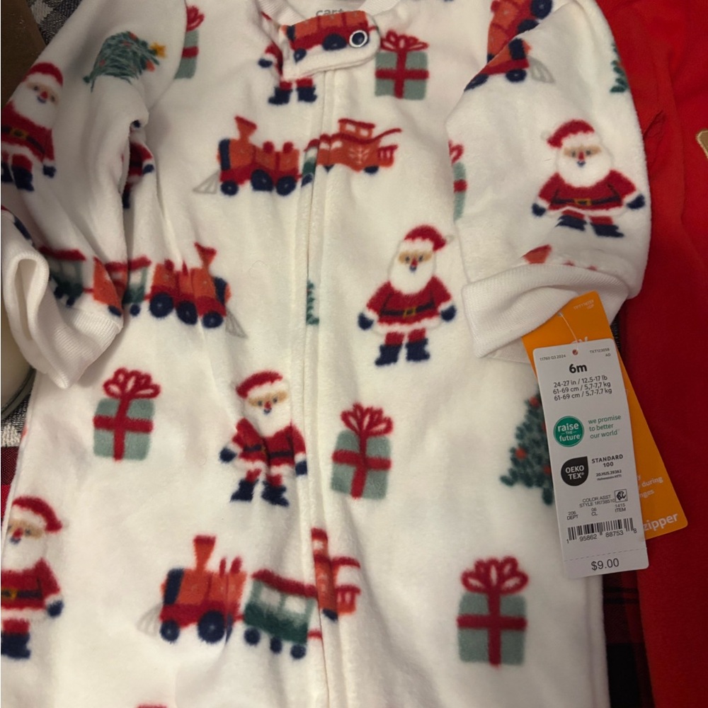 2- BABY CHRISTMAS FLEECE SLEEPERS SZ 6 months - Picture 4 of 4